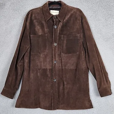 MERONA Coat Womens Medium Brown Genuine Leather Lined Jacket Inner Pocket • $19.20