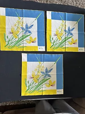 LOT Of 6  RARE Vintage Vera Neumann Hibiscus Floral Dinner Napkins  16” X 16” • $49.99