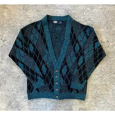 Vintage Knights Bridge Argyle Knit Cardigan Size Large • $20