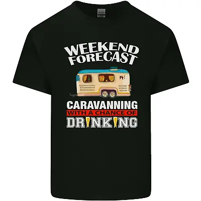 Caravan Weekend Forecast Caravanning Mens Cotton T-Shirt Tee Top • £11.75