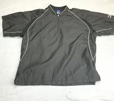 Mizuno Windbreaker Adult Medium Black Quarter Zip Short Sleeve Pullover Mens M • $11.88