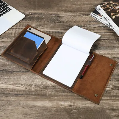 Genuine Leather A5 B5 File Folder Notebook Portfolio Tablet Case For IPad Pro 11 • £36.59