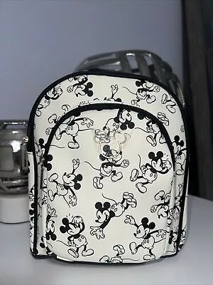 NEW Disney Mickey Mouse Backpack Purse ~White & Black~Faux Leather~Gold 10” X 8” • $29.99