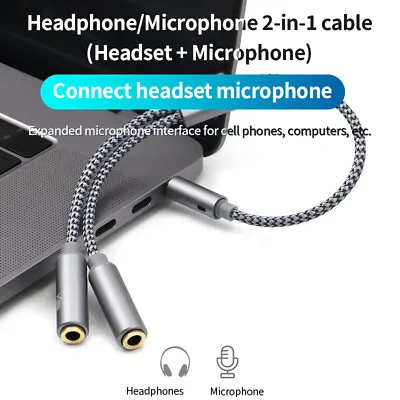 £3.39 • Buy 3.5mm Splitter Audio Adapter Cable Jack Braided Aux Earphone Headphone Stereo Y