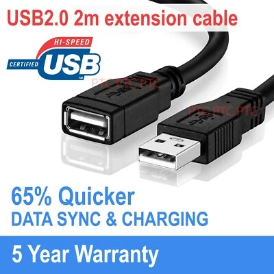 1.8M Premium USB 2.0 Extension Cable Type A Male To Female Black AU Stock • $5.80