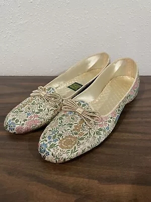VTG Daniel Green Slippers Comfy House Shoes Brocade Floral Jacquard Tapestry 10? • $28.95