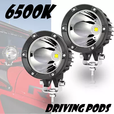 Pair 4  80W Round LED Driving Hyper Spot Lights 6500K Work Fog Pods OffRoad UTV • $59.36