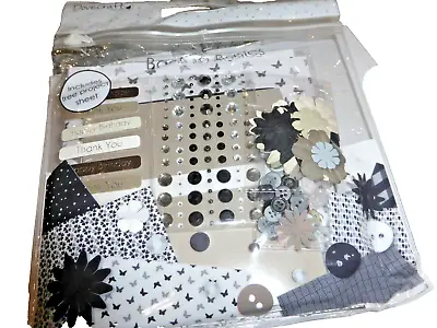 8  X 8  CRAFT PAPERS GOODY BAG BUTTONS CARDS ENVELOPES IN BLACK & WHITE • £5.99