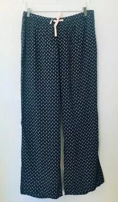 H&M Womens Pajama Pants Black White Pink Print Wide Leg Large NWT Lounge Bottoms • $18