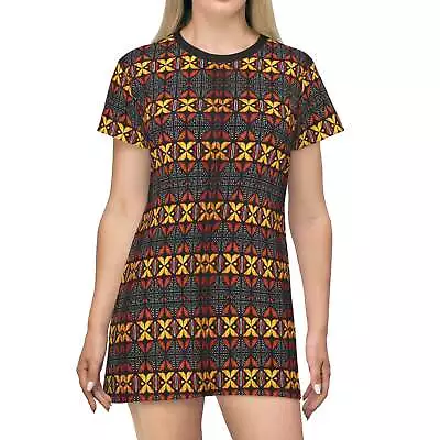 Zulu African Print  T-Shirt Dress - $42.99 • £40.85