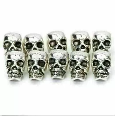 10 Tibet Silver Antique Steampunk Skull Spacer Bead DIY JEWELRY CRAFT FINGDINGS • $7.38