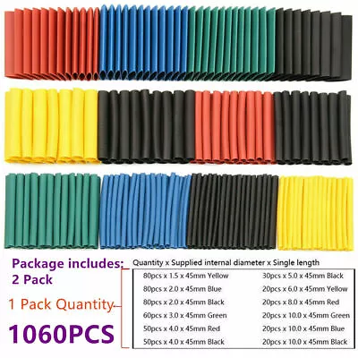 1060 Pcs HEAT SHRINK Tubing Sleeve 2:1 Shrinkable Tube Wire Cable Assortment Kit • $7.99