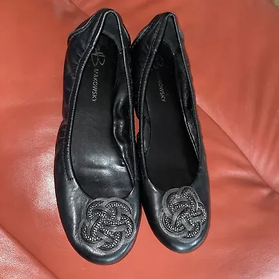 B Makowsky Black Flats With Details At Toe Sz8.5 EUC • $19.95