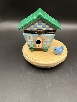 Porcelain Birdhouse Trinket Box With Mini Blue Bird Trinket • $12