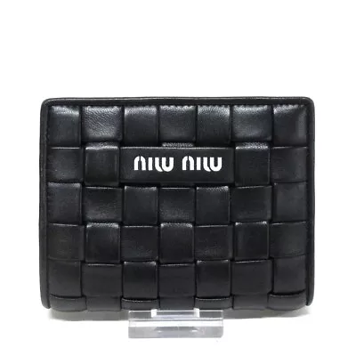 Auth Miumiu - 5MV204 Black Leather Bifold Wallet • £177.62