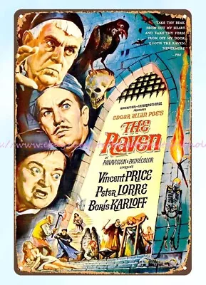 1963 The Raven Horror Movie Poster Metal Tin Sign The Home Decor Store • $18.89