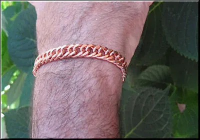 Solid Copper 3/8 Of An Inch Wide Men's 10 Inch Link Bracelet CB632G. • $32