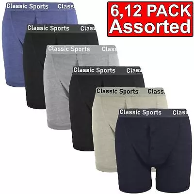 6 12 Pack Mens Boxer Shorts Plain Button Fly Underwear Underpants Trunks Boxers • £12.99