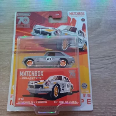 Matchbox 1/64 Diecast 70 Years Special Edition Collectors Gray 71 MGB GT Coupe • $4