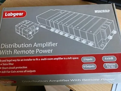 8 Way VHF/UHF Aerial Distribution Amp With Remote Power Labgear MSA283LP • £22