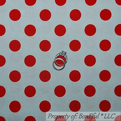 BonEful FABRIC FQ Cotton Quilt VTG Red Gray Ohio State Polka Dot Stripe Buckeye • $4.38