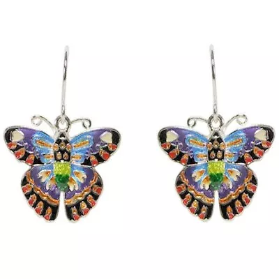 Zarah Zarlite Designer Butterfly Pierced Earrings Enamel Sterling Silver Plated • $28.99