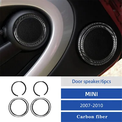 6Pcs Carbon Fiber Door Speaker Horn Cover Trim For Mini Cooper R55 R56 R57 07-10 • $21.59