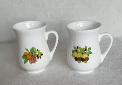 Vintage Walkers English Tea Cups Set Of 2 White With Fruit Porcelain • $7.95