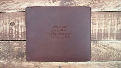 Third Anniversary Gift 2 Leather Place Mats Personalised With Your Message Boxed • £29.99