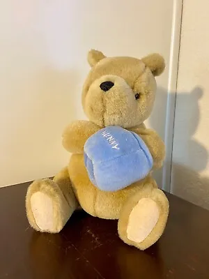 GUND VTG Classic Pooh With Blue Honey Pot Plush With Musical Wind Up Key • $14.99