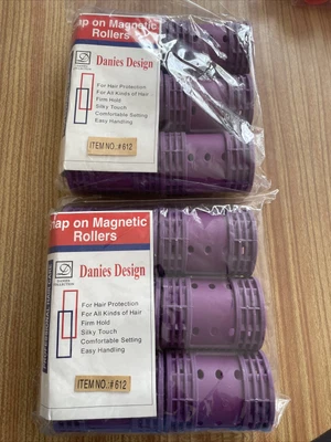 £10.50 • Buy Snap On Magnetic Hair Rollers Danies Design 2 Packs Of 6 Purple