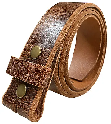 Belt Strap Snap On Full Grain One Piece Leather Unisex Belt-black Brown Or Tan • $19.95