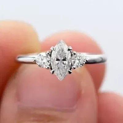 2 Ct Marquis Cut Lab-Created Diamond Proposal Wedding Ring 14k White Gold Plated • $92.99