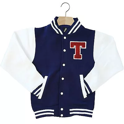 Varsity Baseball Jacket Unisex Personalised With Genuine Us College Letter T • £39.95