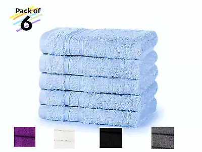 6 Pack Egyptian Cotton Face Cloth Wash Cloth Flannels Luxury Super Soft 600 GSM • £6.49