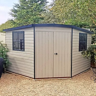 10x10 CORNER GARDEN SHED TONGUE GROOVE CLAD CORNER DOUBLE DOORS WINDOWS NEW 10ft • £1899.94