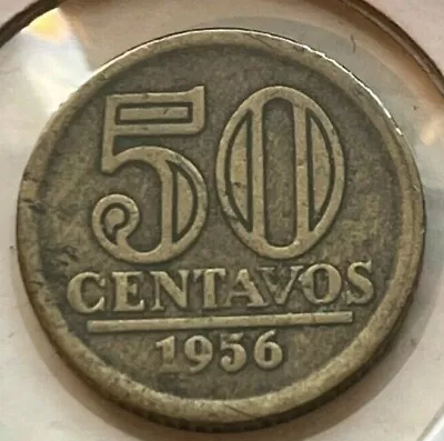 Brazil Brasil 1956 50 Centavos Coin (#F62) Eurico Gaspar Dutra • $1.67