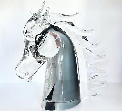 Vintage Murano Italian Art Glass Horse Head/Bust Signed Sommerso Sculpture 8.5”L • £181.24