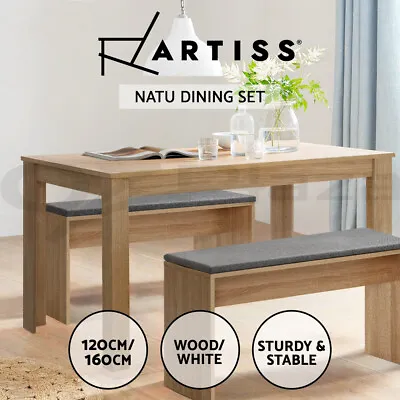 $60.95 • Buy Artiss Dining Table And Chairs Dining Set Kitchen Restaurant Wooden White 160CM