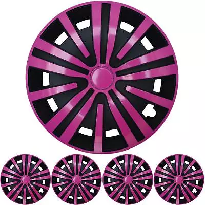 16 Inch 4x Premium Design Hubcaps Set   Spinel   IN Pink Black • $160.62