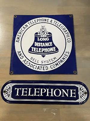 Vintage AT&T American Telephone & Telegraph Bell System Porcelain Sign Lot • $125