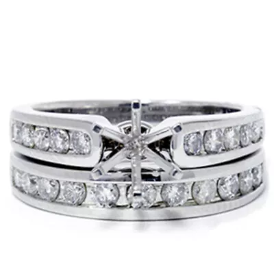 1ct Diamond Engagement Matching Wedding Ring Setting 14K White Gold • $856.79