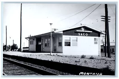 Saco Montana MT Postcard Railroad Depot Station C1970's Vintage RPPC Photo • $19.47