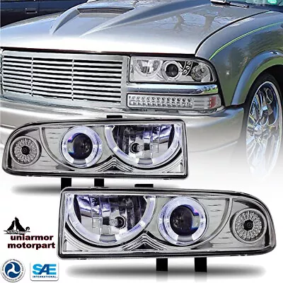 For 98-04 Chevy S10 Pickup Blazer Chrome/Clear Headlights Head Lamp Assembly L+R • $102.99