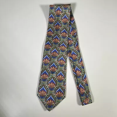 Robert Talbott Neck Tie Best Of Class Silk XL Extra Long Green Floral Geometric • $27.99