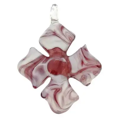 GlassOfVenice Murano Glass Venetian Marble Cross Pendant - Purple • $34.95