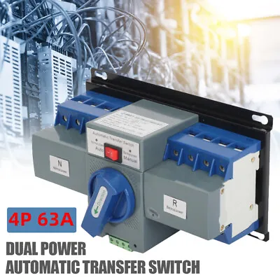 £24.96 • Buy 4P 63A Dual Power Automatic Transfer Switch Generator Changeover Circuit Breaker