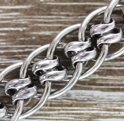 Vintage Italy Unique Sterling Silver 925 Chain Link Bracelet 7.5  Stack Retro • $83.30