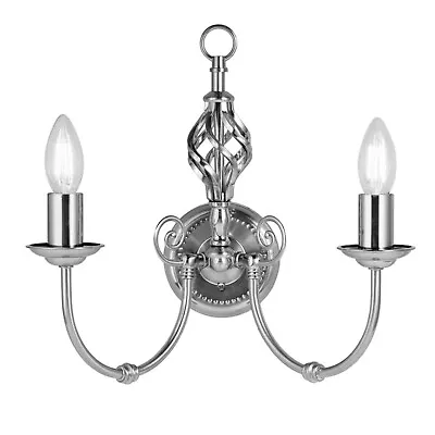 Silver Kingswood Traditional Double Wall Light - SES - Candle • £29.99