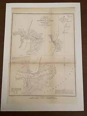 Rare 1853US Coast Survey Map AD Bache  Wachapreague Machipongo Virginia USA • $55